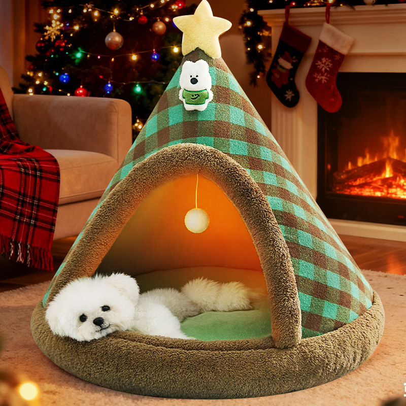 狗窝冬天保暖半封闭安全感帐篷小型犬睡觉沙发床猫窝四季通用