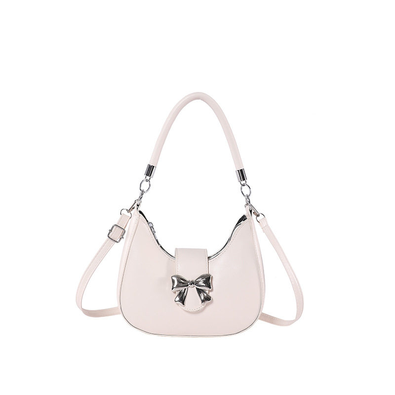 Borsa a tracolla con fiocco incrociato per donna, borsa sottobraccio versatile in stile coreano a tinta unita, borsa a catena elegante_voghion.com