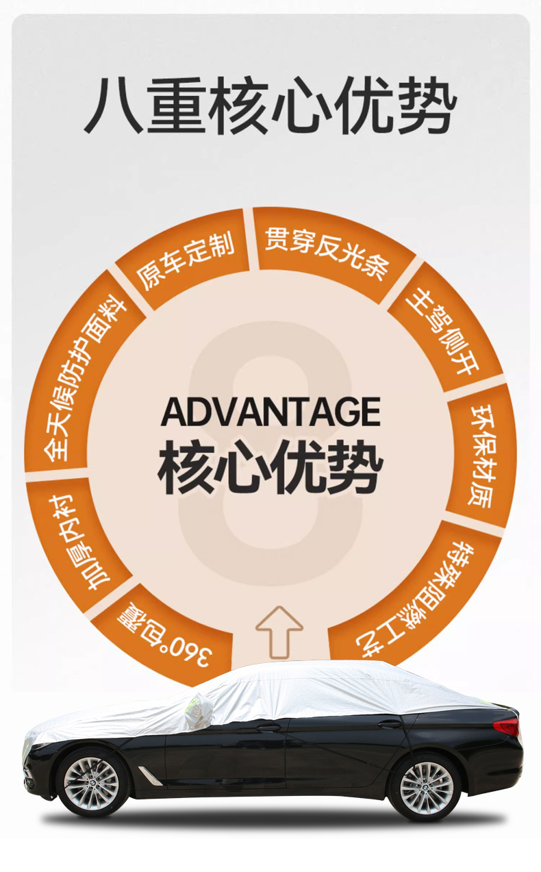 Car Half-Cover Sunshade, Sun Protection, Rainproof, Heat-Insulating Sunshade Cover, Car Cover Protector, Universal Sunshade for All Seasons