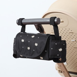 Baby stroller hanging bag hook can touch storage bag bear embroidery walking baby baby stroller hanging bag artifact