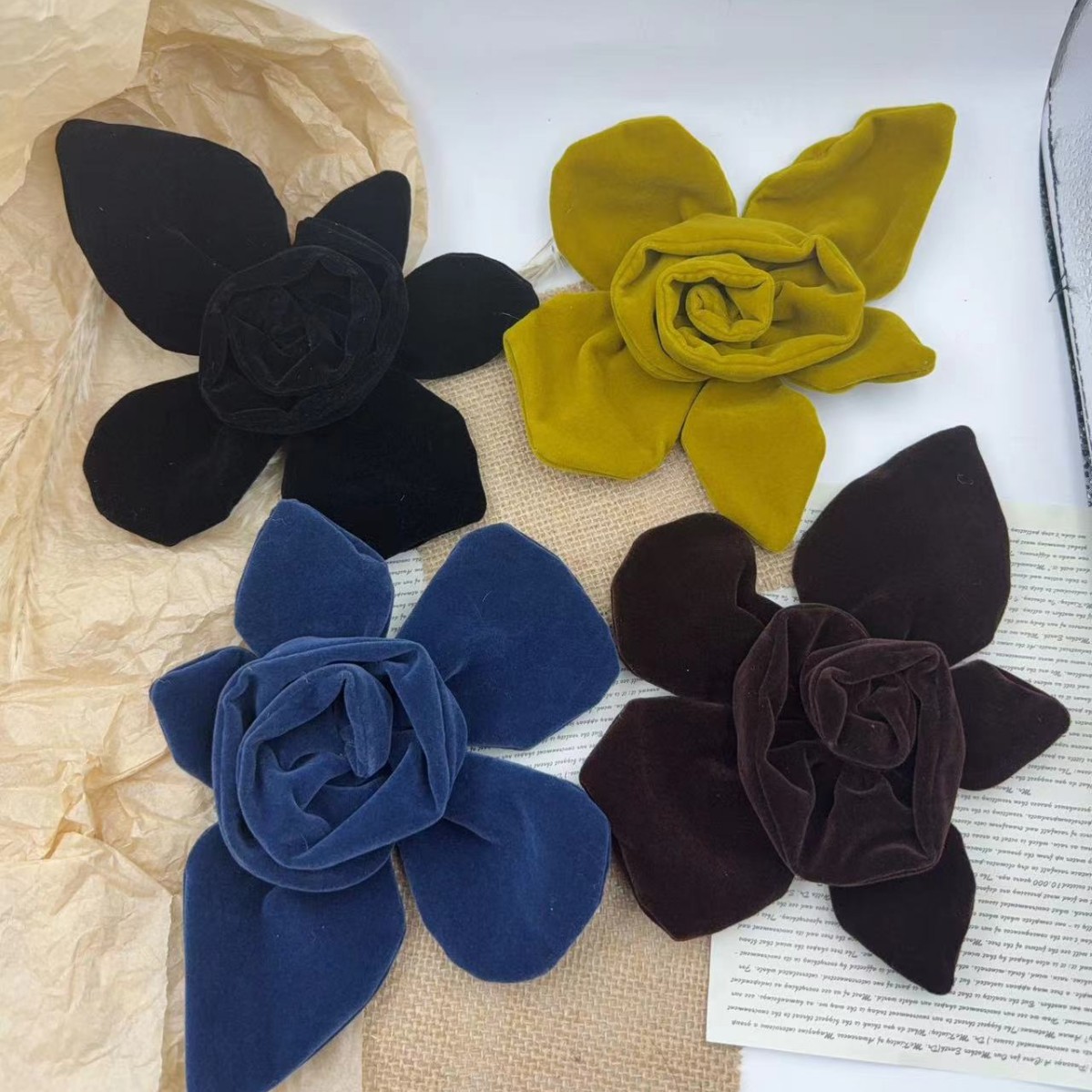 Korean Style Elegant and Gentle Fabric Dry Rose DIY Retro Hair Tie Headdress Head Flower Clothing Flower Accessories