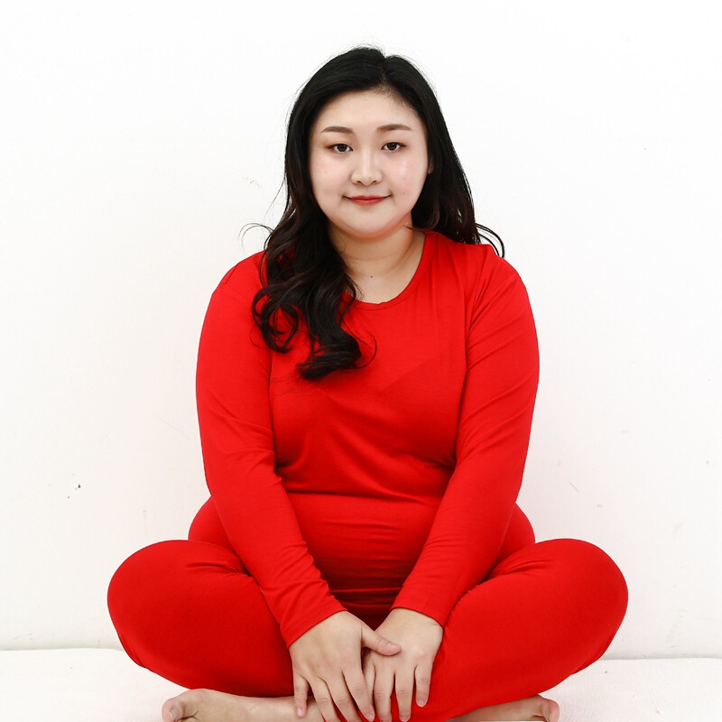 Thin modal long sleeve suit loose plus size round neck underwear home two-piece set Thin modal long sleeve suit loose plus size round neck underwear home two-piece set