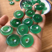 批发高冰马料绿玉髓平安扣吊坠 男女款20mm绿玛瑙平安扣挂件