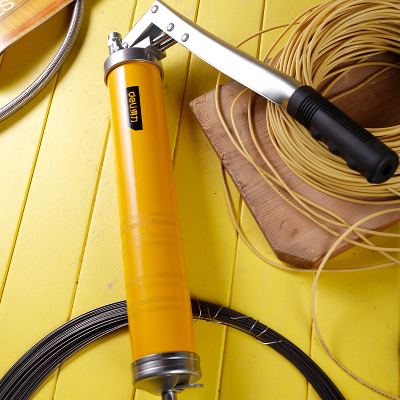 得力工具双杆重型黄油枪手动单双塞省力型多功能便携式高压注油器