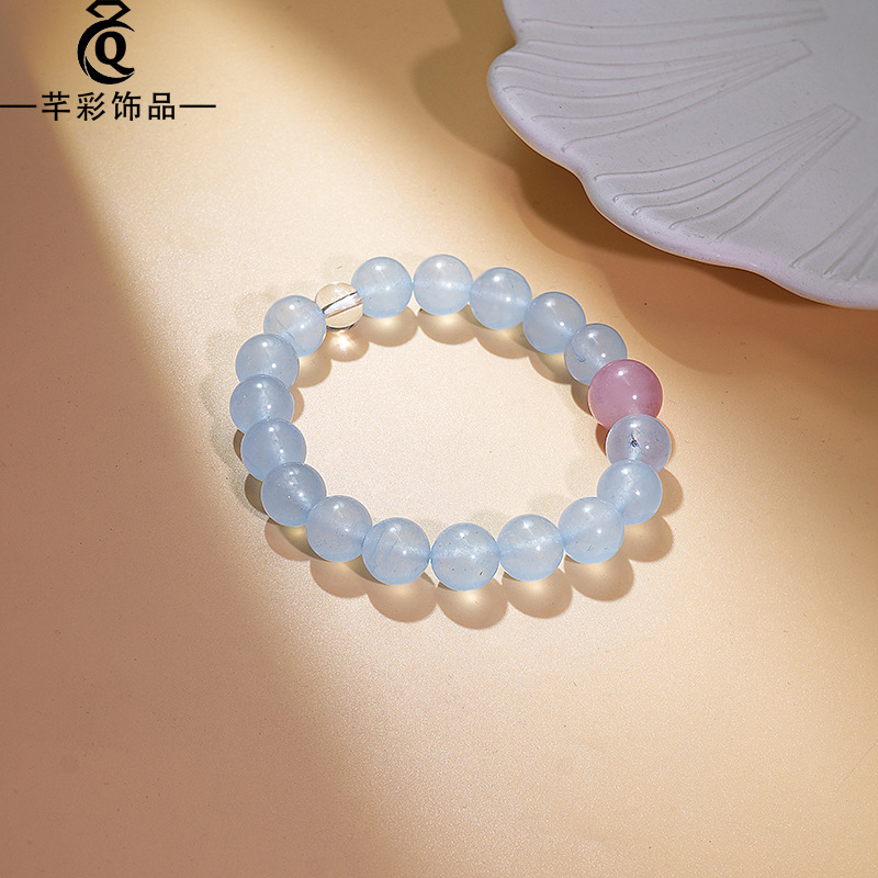 높은 모조 아쿠아마린 화이트 워터 판타지 딸기 크리스탈 팔찌