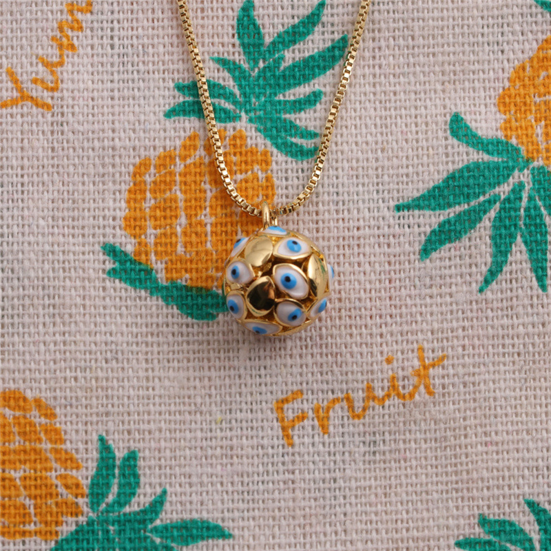 cross-border copper-plated real gold dripping eye ball pendant Devilu0027s eye necklace
