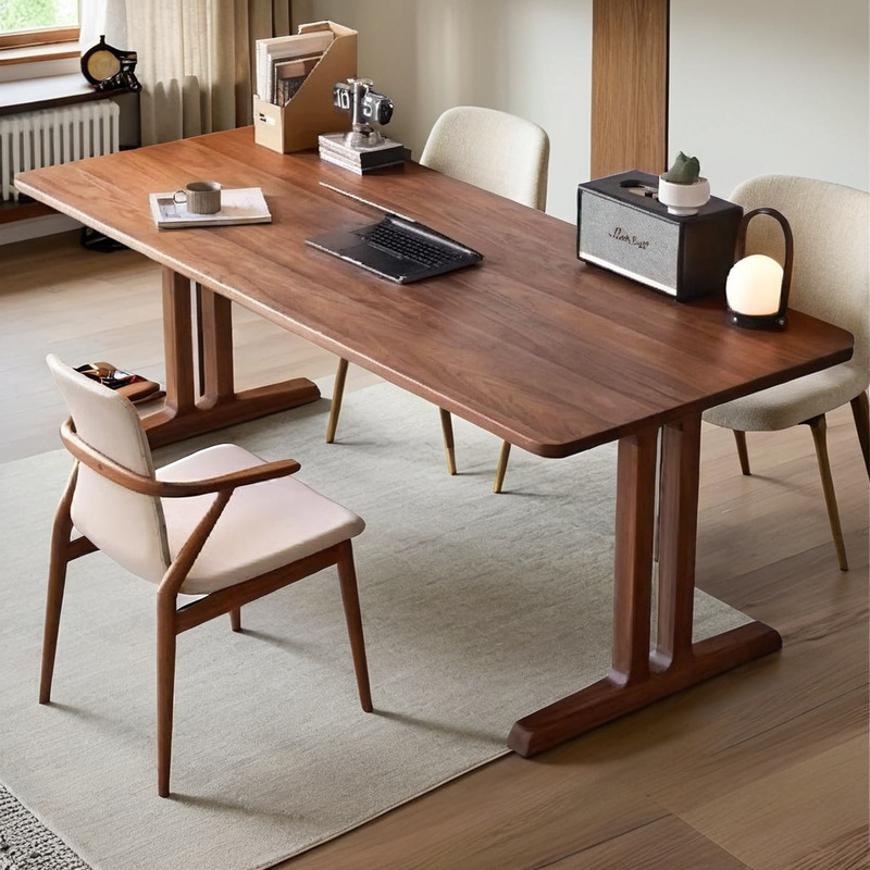 Black Walnut Solid Wood Desk, Nordic Living Room Cherry Wood Workbench, Large Long Table, Office Desk, Home Dining Table