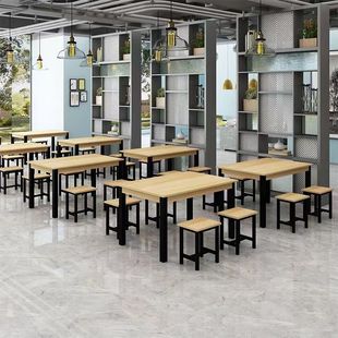 Dining Table and Chair Combination Snack Bar Restaurant Fast Food Restaurant Simple Breakfast Shop Rectangular Hotel Noodle Shop Dining Table J&