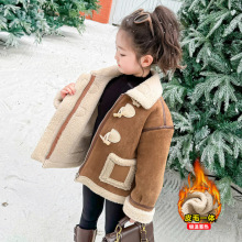 女童加绒外套2025秋冬新款洋气儿童冬装加厚女孩冬季皮毛一体外套