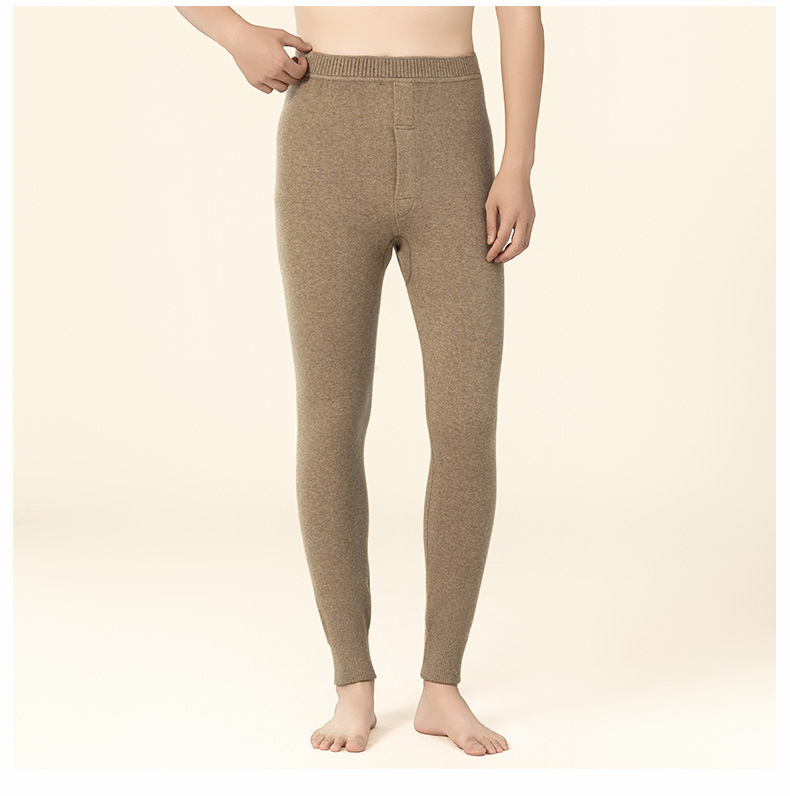 Quần legging cashmere nam nữ cao cấp lưng cao giữ ấm dệt kim — Màu xám đậm của nam giới chi tiết 8