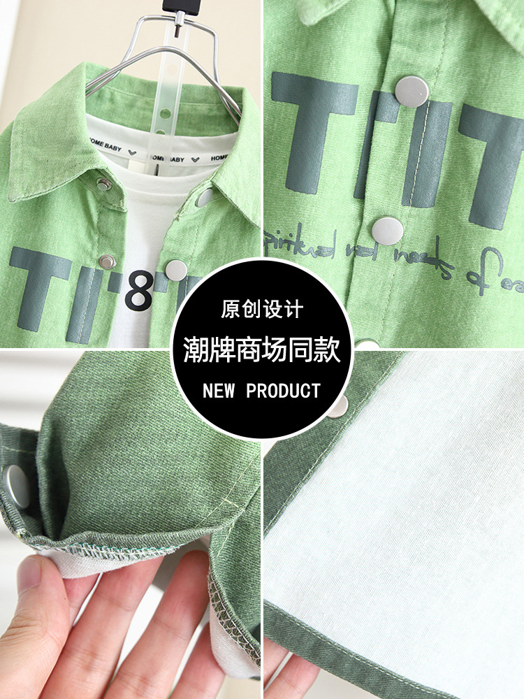 5895 Chaqueta de camisa de otoño para niños 2025 Nuevo estilo de estilo occidental para bebés Primavera y otoño Camisa de manga larga de moda para niños