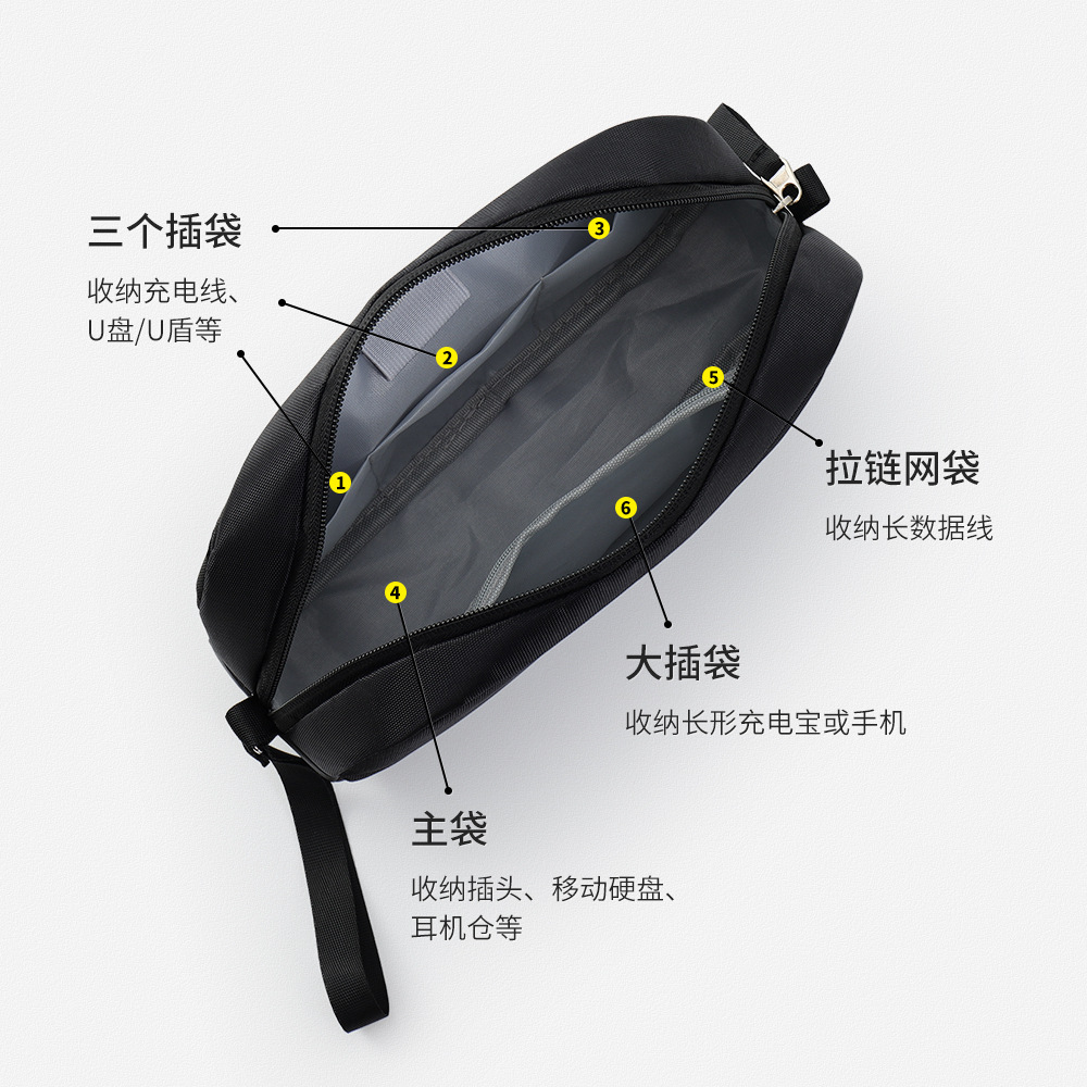 국경 간 다기능 디지털 저장 가방 내마모성 및 긁힘 방지 휴대용 끈 데이터 케이블 헤드폰 보조베터리 저장 가방