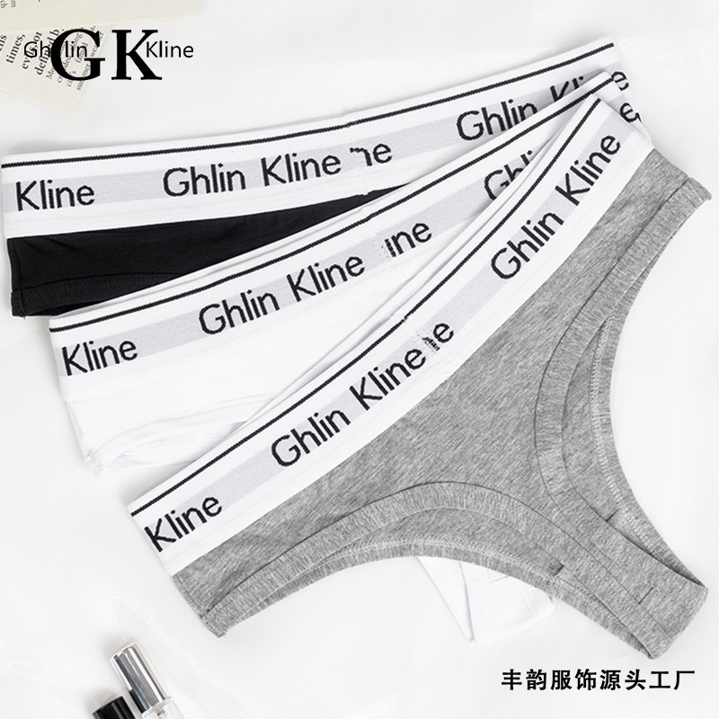 Rich Rhyme Simple Sports Women's Underwear Black and White Grey Classic Summer High Split Sexy Hot Girl Triangle thong for Women