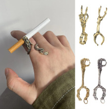 Cigarette Holder Dragon Ring Rack Metal Smoker Finger Clip跨