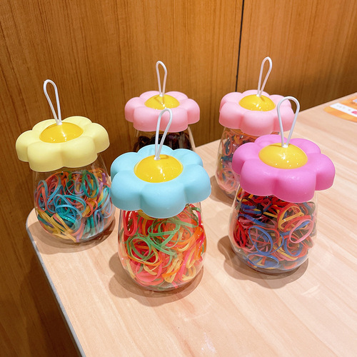 Korean style fashionable versatile hair ties jelly color unbreakable children's hair ties braided durable canned small hair ties wholesale
