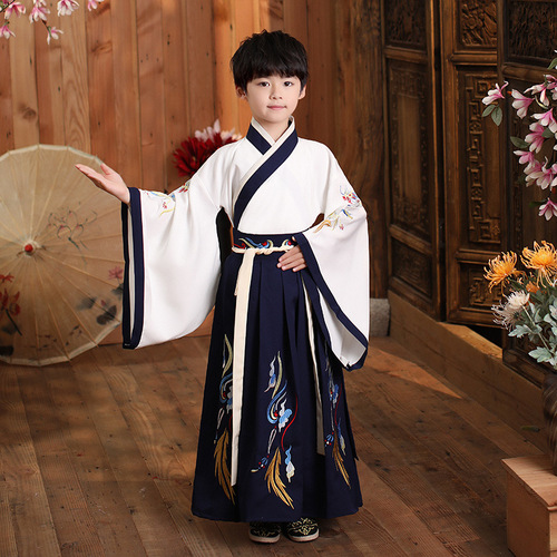 Kids Chinese classics ancient folk costumes hanfu boy children master prince knight swordsman cospaly costume tang suit fairy Chinese wind