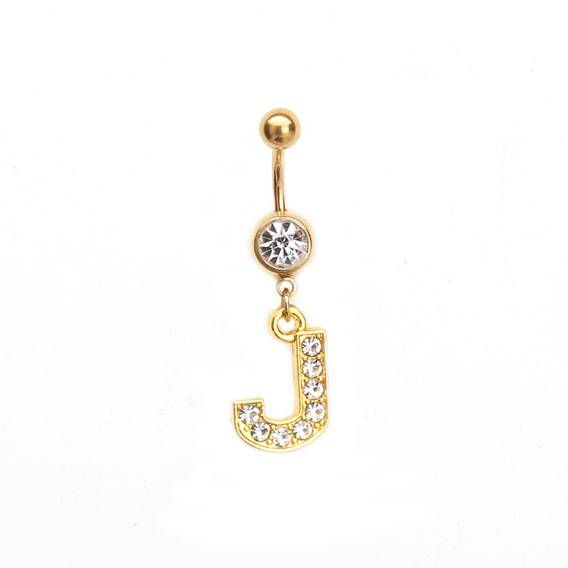 Oro letras inglesas A- Z anti-alergia cuerpo piercing joyería de las mujeres ombligo clavo ombligo anillo AliExpress deseo