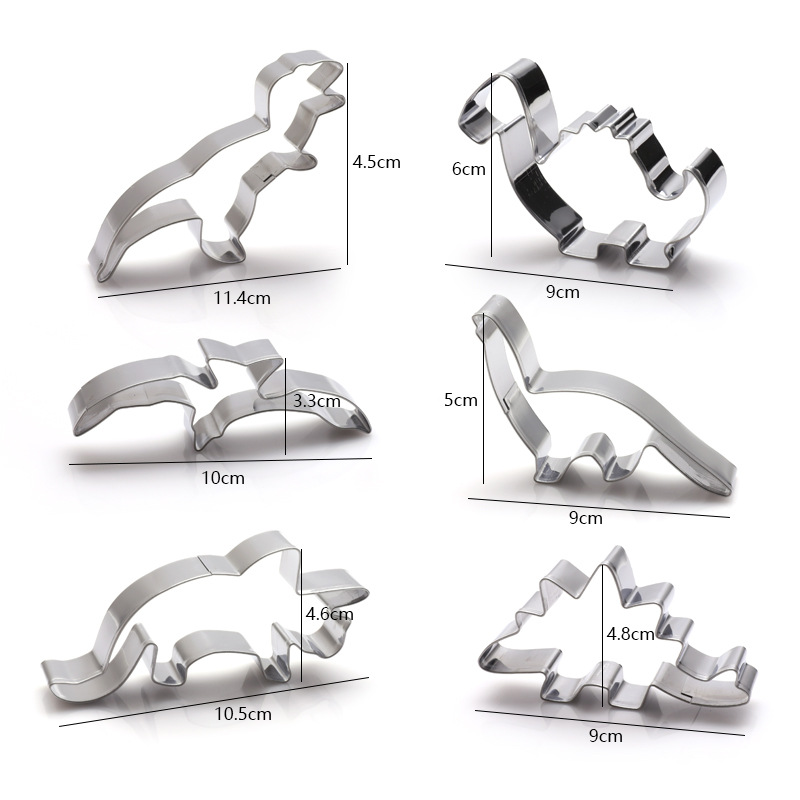 Factory in stock stainless steel dinosaur biscuit mold suit cookie animal printing mold baking tools