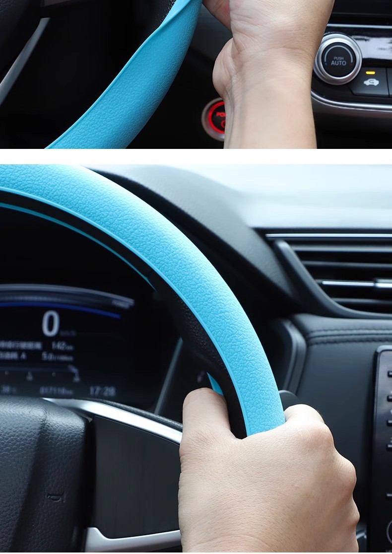 Carefully Selected Silicone Steering Wheel Cover for All Seasons, Summer Sweat-Absorbent and Anti-Slip, Simple Car Steering Wheel Protective Cover