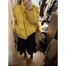 小黄人泡芙感羽绒服女短款2024新款立领韩版加厚面包服外套女黄色