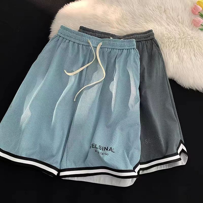 Clearance Sale~ Men's Basketball Shorts Summer Ice Silk Thin Breathable 5-Point Beach Shorts Loose Quick-Dry Shorts