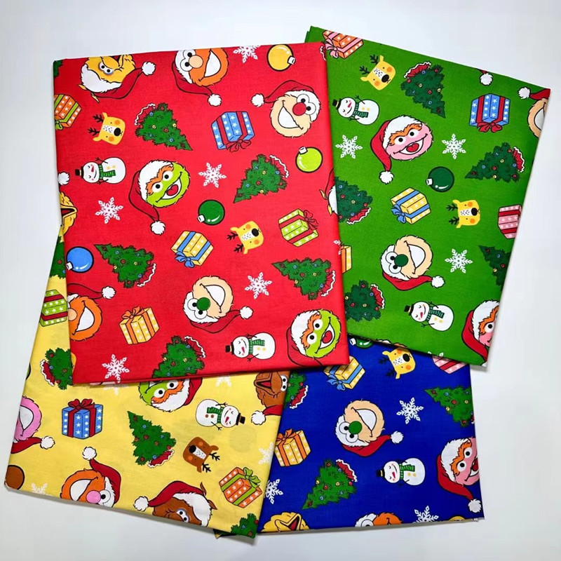批发纯棉斜纹布料 儿童卡通圣诞服装布料 碎花床单面料 全棉棉布