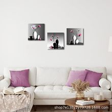 现代版画黑白花瓶优雅的兰花静物印花客厅装饰画卧室餐厅喷绘画芯