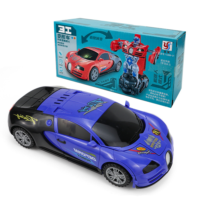 Deformación eléctrica Bugatti 7 música ligera robot de deformación automática 3 coche deportivo niños y niñas coche de juguete transfronterizo