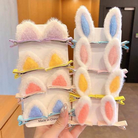 Cat Ears Headwear Children's Hair Clip Cute Japanese Plush Bangs Clip Side Hairpin Little Girl Hair Accessories Clip