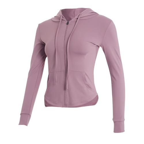 Lulu sport yoga jacket for women, hooded, long-sleeved, morning running, fitness top, quick-drying, breathable, slim-fitting yoga attire