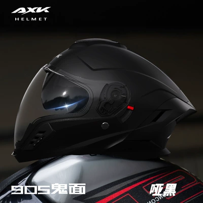 Foreign Trade Motorcycle Helmet for Men and Women, Warm Winter Electric Bike Helmet, All-Season Riding Helmet, Cool and Safe Helmet with Water Bottle Holder (Motosiklet kaskı (dəbilqə)) - foreign-trade-version-905-matte-black-double-mirror-drinking-water-full-face-helmet