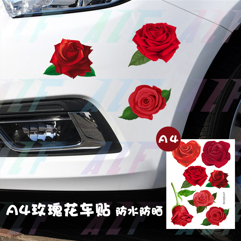 장미 식물 꽃 스크래치 커버 스티커 연료 탱크 커버 후면 유리 스티커 오토바이 전기 자동차 스티커 장식 자동차 스티커