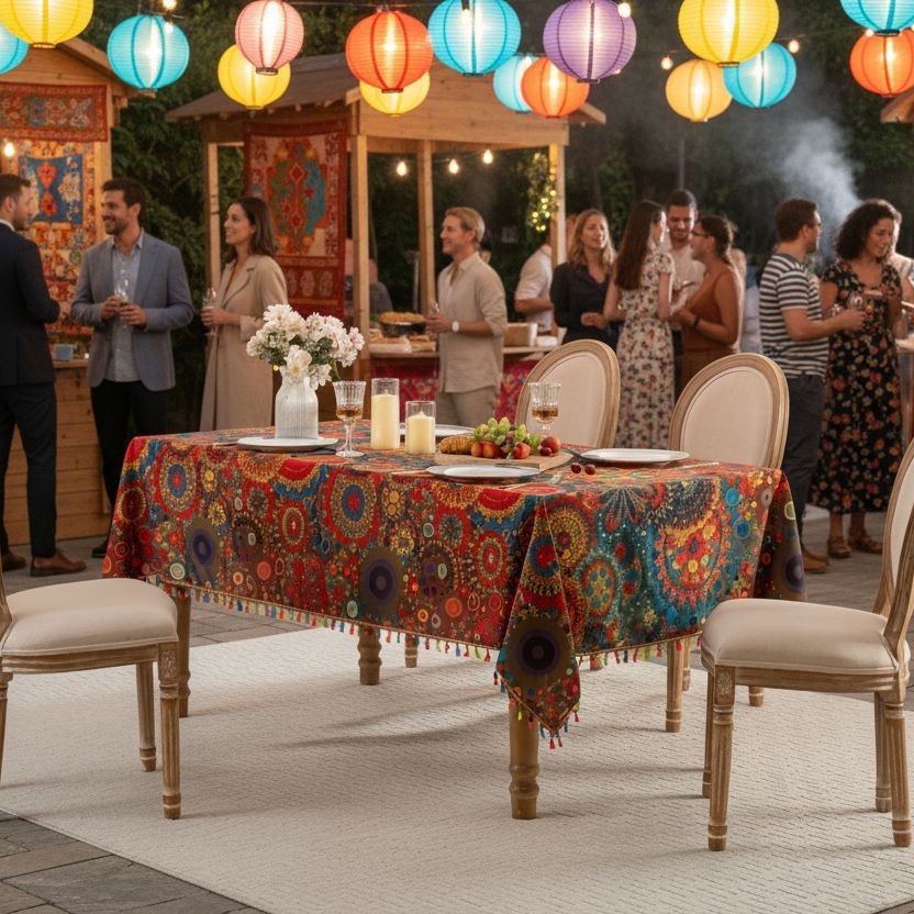 Transfronterizos para la nueva tela de mesa impermeable a prueba de polvo impresa redonda casa sensación de mesa de té cubierta