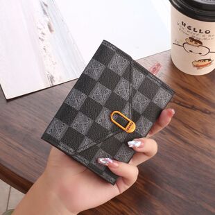 2024 New Women's Short Small Wallet European and American Retro Large Capacity Small Folding Multi-Card Card Holder Coin Pocket