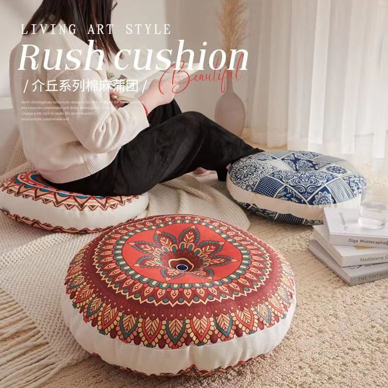Ethnic Style Futon Cushion Meditation Sitting Ground Pillow Thickened Round Balcony Windowsill Floor Tatami Sitting Pier
