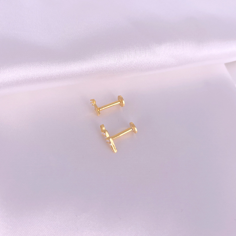 1 Piece Retro Lightning Sterling Silver Plating Inlay Zircon Ear Studs display picture 4