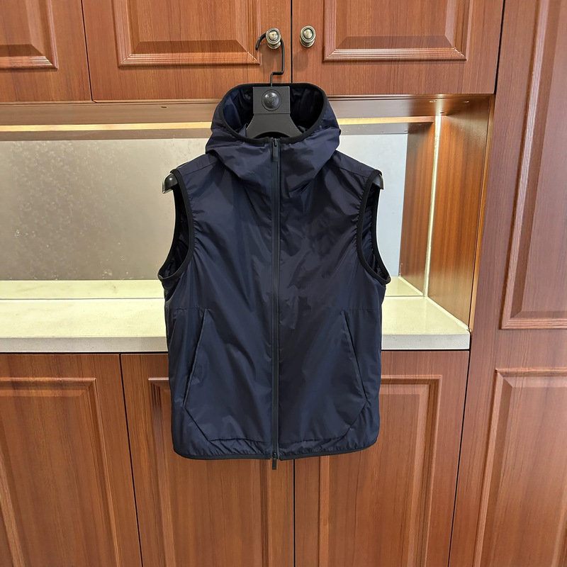 European-Style Authentic Version 26 Early Autumn New Hooded Men's Vest Jacket Mc Moncler High-End Men's Outerwear