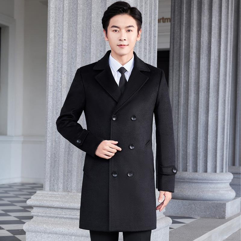 남성용 블랙 214 더블 브레스트 (울 천)