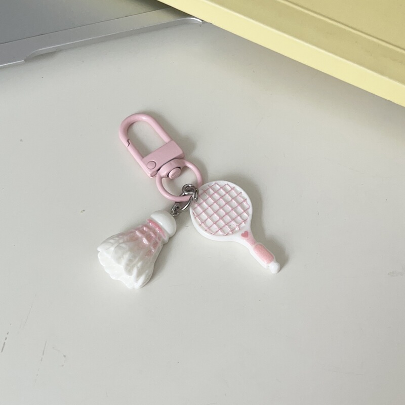 创意多巴胺羽毛球拍趣味钥匙扣卡通羽毛球学生书包挂件礼物配饰品|undefined