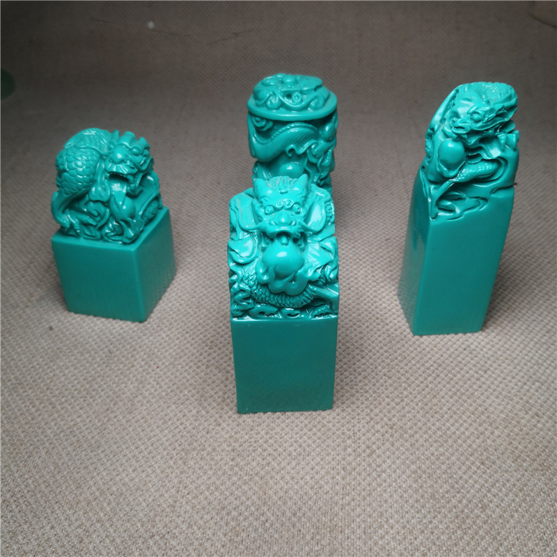 优化绿松石龙印章摆件麒麟献瑞玉器工艺品办公龙印章章料批发文玩