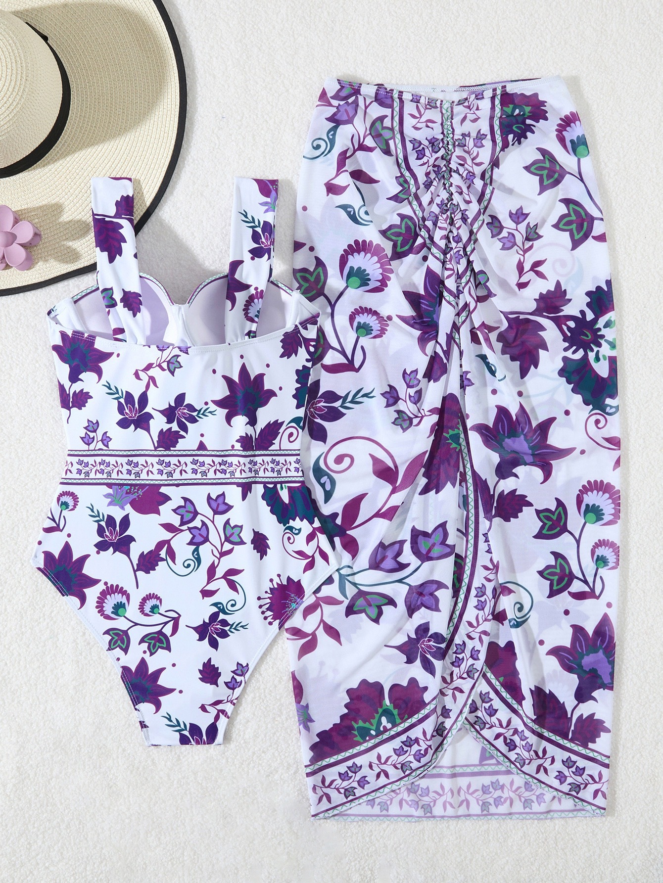 Push-up Underwire One-piece Swimsuit Tummy Control Digital Print_voghion.com