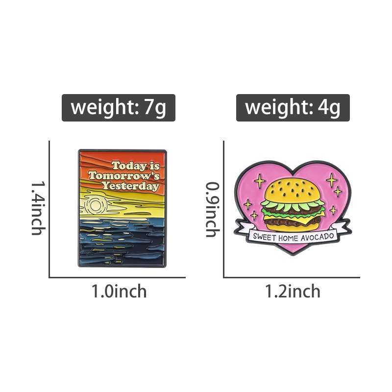 Streetwear Pin Letter Hamburger Alloy Stoving Varnish Unisex Brooches display picture 1