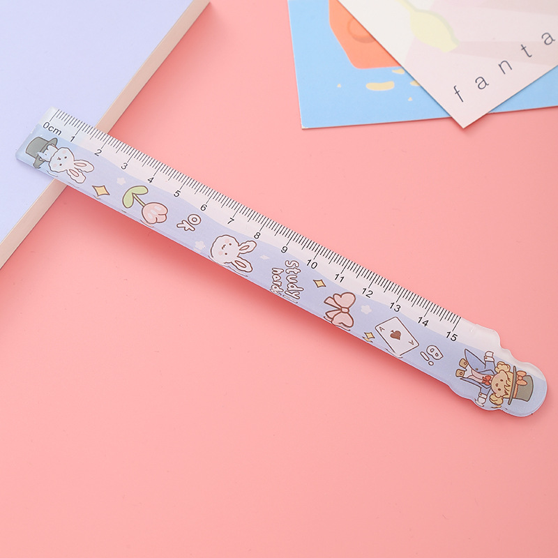 Regla recta de dibujos animados creativos de 15cm regla de plástico de forma especial para estudiantes con papelería multifuncional encantadora premios para niños al por mayor