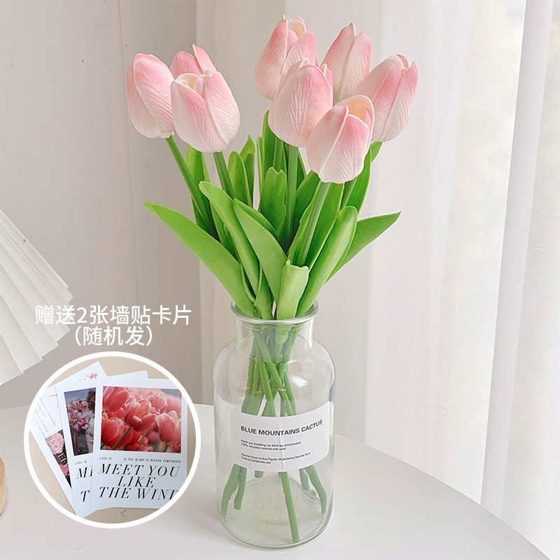 Flores florales Decoración de la sala de estar Decoración Decoración Ramo biónico Tulipán Flor seca de lujo ligero Flor falsa Decoración eterna