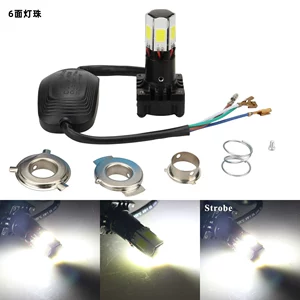 Led Motorcycle Headlight White Strobe Six-Sided Light-Emitting Led Headlight H4 Modified High and Low Beam Super Bright
