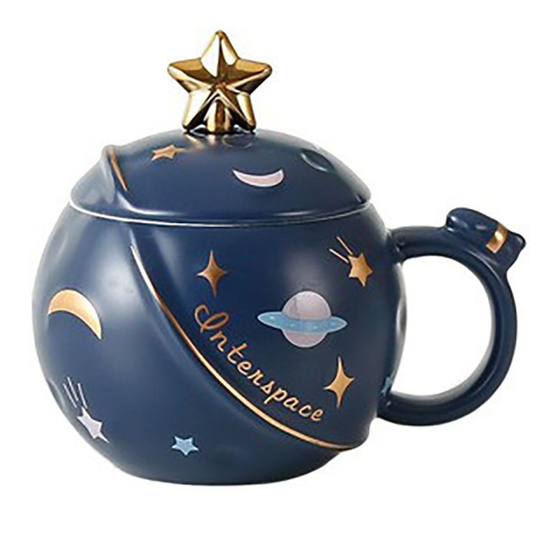 Ceramic Planet Mug With Lid Creative Coffee Cup For Couples Gift_voghion.com