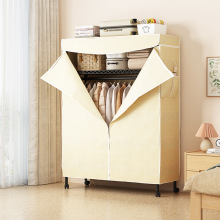 布衣柜家用卧室钢管加粗加厚简易组装全封闭宿舍儿童牛津布收纳J^