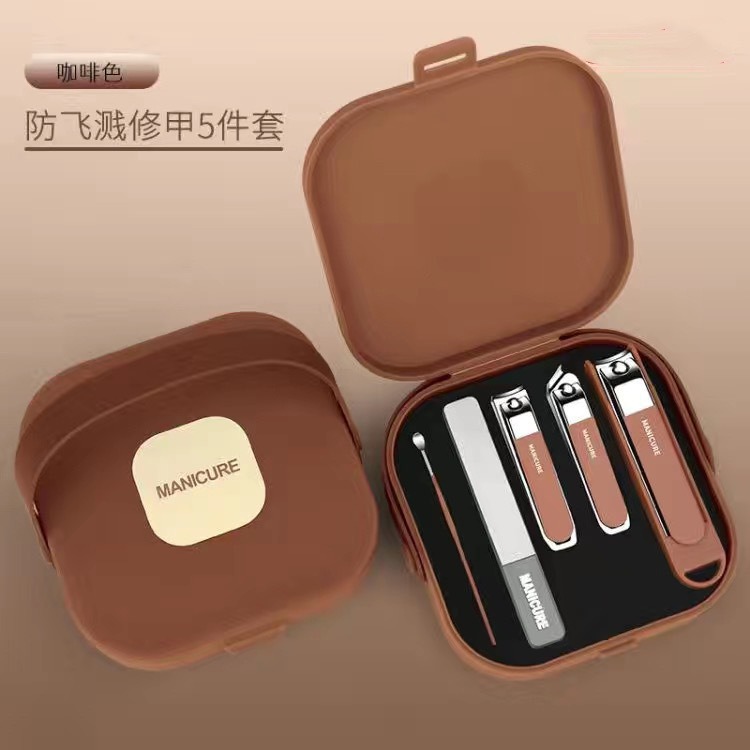 Kit de cortador de uñas portátil retirable manicure tijeras de uñas tijeras de uñas domésticas tijeras de dedos manicure anti-splash almacenaje