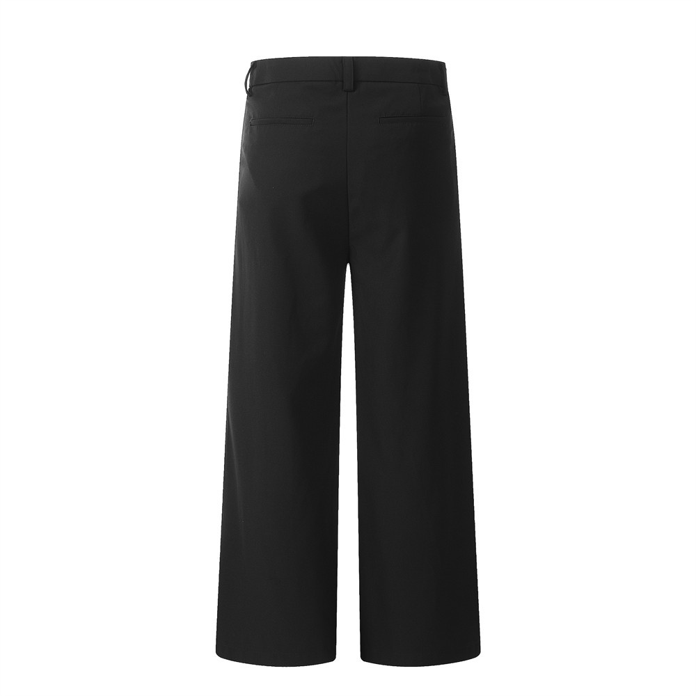 Lässige Herrenhose mit weitem Bein, trendiges Design, Falten, Pressnähte, einfarbig, vielseitig, lässige lange Hose_voghion.com