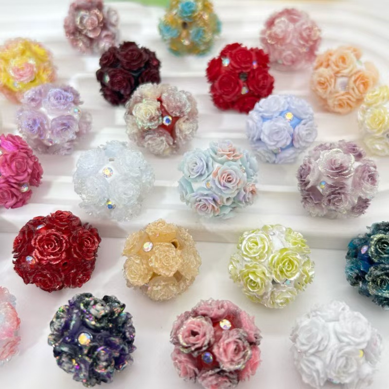 跨境热销夜光山茶花花球DIY可过笔手机链包包链饰品配件|undefined